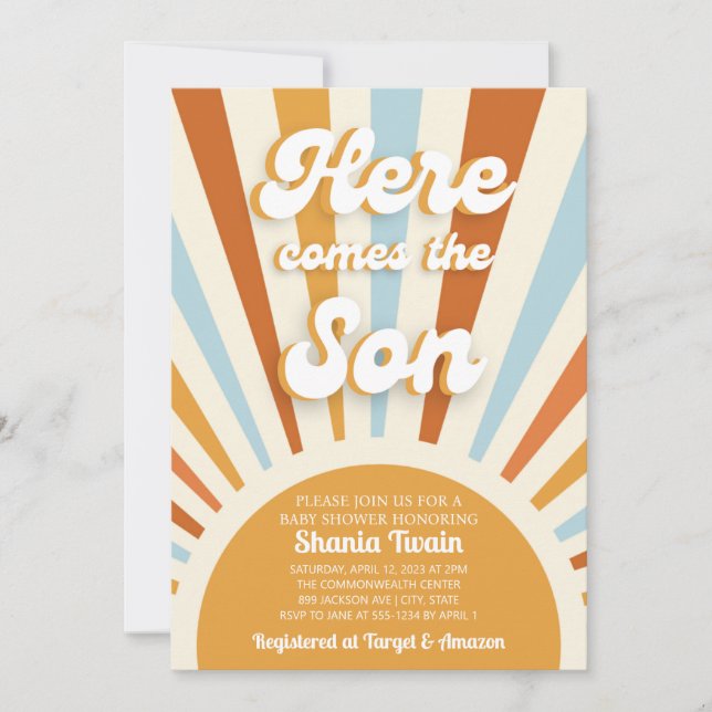 Here Comes The Son Baby Shower Invitation (Front)