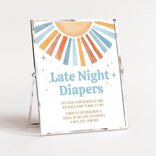 Here Comes the Son Baby Shower Late Night Diapers Poster