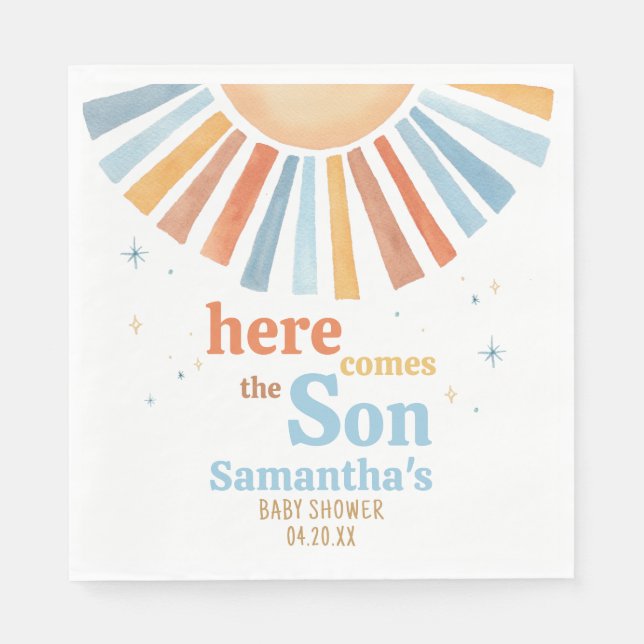 Here Comes the Son Baby Shower  Napkins (Front)