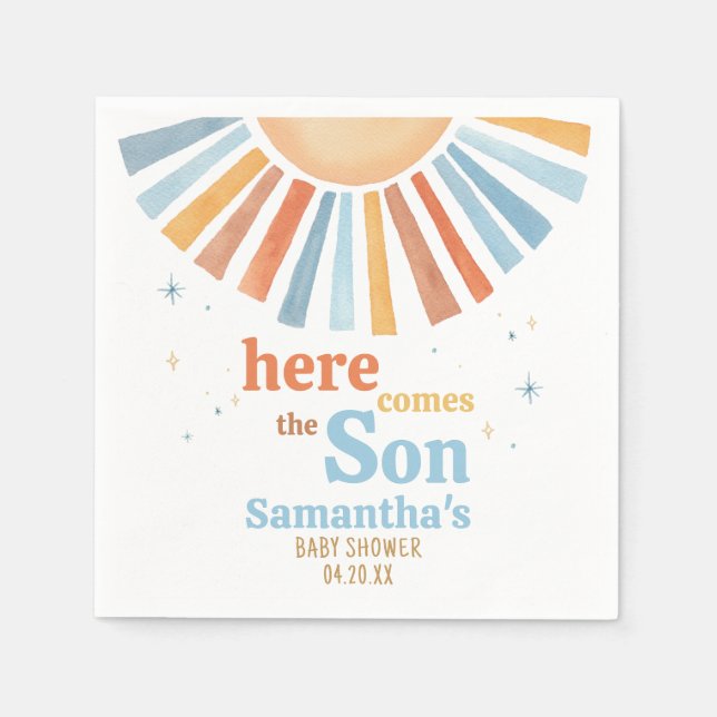 Here Comes the Son Baby Shower  Napkins (Front)