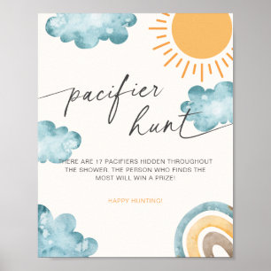 Here Comes The Son Baby Shower Pacifier Hunt Game Poster