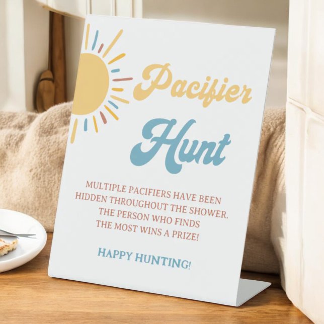 Here Comes The Son Baby Shower Pacifier Hunt Pedestal Sign (Creator Uploaded)