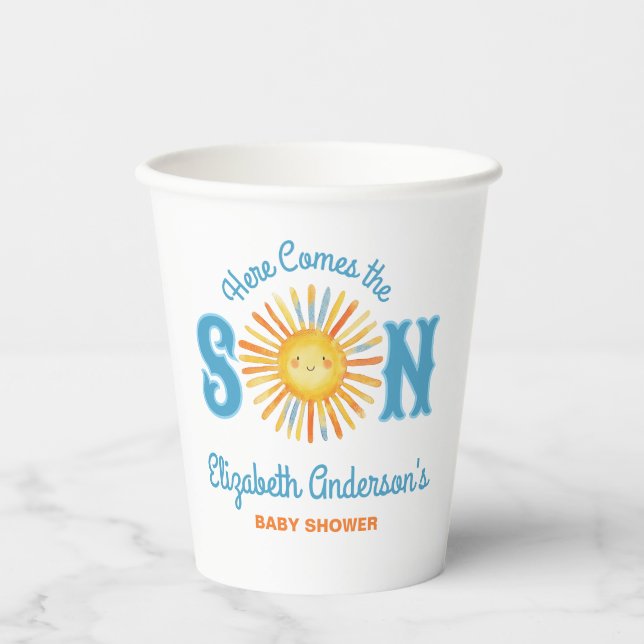 Here Comes the Son Baby Shower Paper Cups (Front)