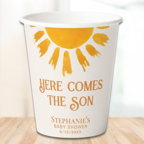 Here Comes The Son Baby Shower Paper Cups