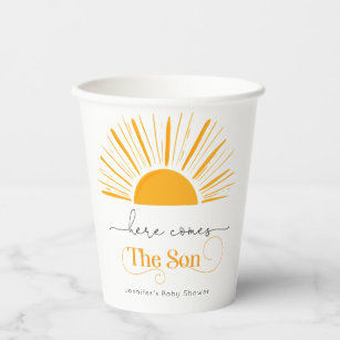 Here comes the son baby shower paper cups