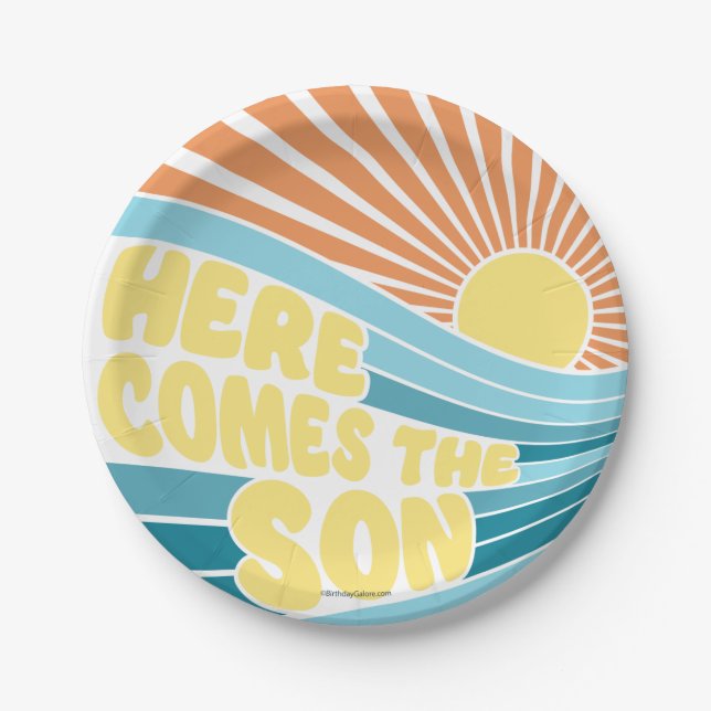 Here Comes the Son Baby Shower Paper Plates (Front)