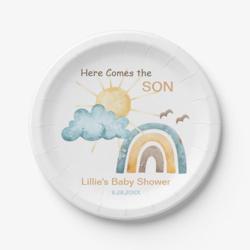 Here Comes The Son Baby Shower Paper Plates