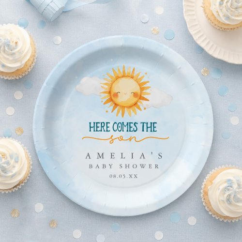 Here Comes the Son Baby Shower Paper Plates
