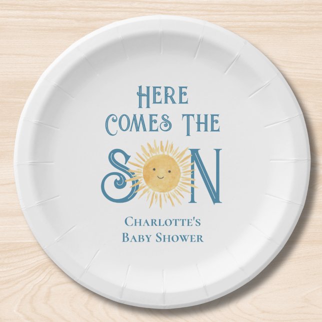 Here Comes The Son Baby Shower Paper Plates (Creator Uploaded)