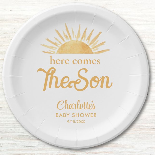 Here Comes The Son Baby Shower Paper Plates (Creator Uploaded)