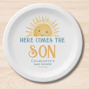 Here Comes The Son Baby Shower Paper Plates