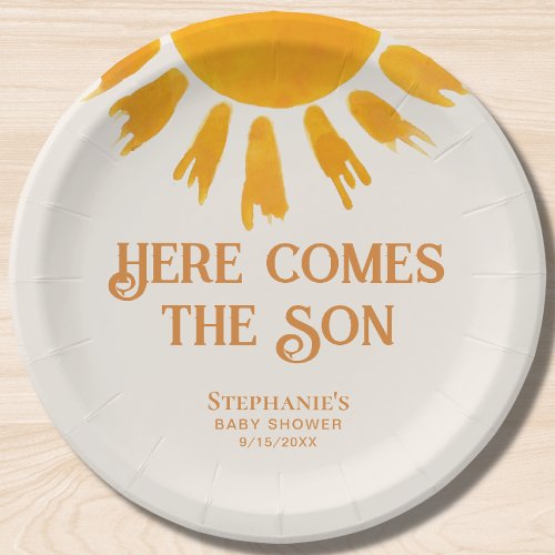 Here Comes The Son Baby Shower Paper Plates