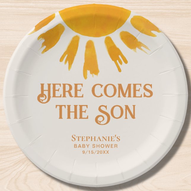 Here Comes The Son Baby Shower Paper Plates (Creator Uploaded)