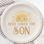 Here Comes The Son Baby Shower Paper Plates<br><div class="desc">Are you planning a boy's baby shower?
This sun-themed baby shower paper plate is decorated with a watercolor smiling sun and stylish typography on a soft cream background.
Original Watercolor © Michele Davies.</div>
