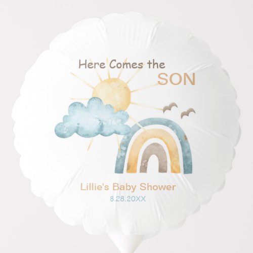 Here Comes The Son Baby Shower Paper Plates Balloon