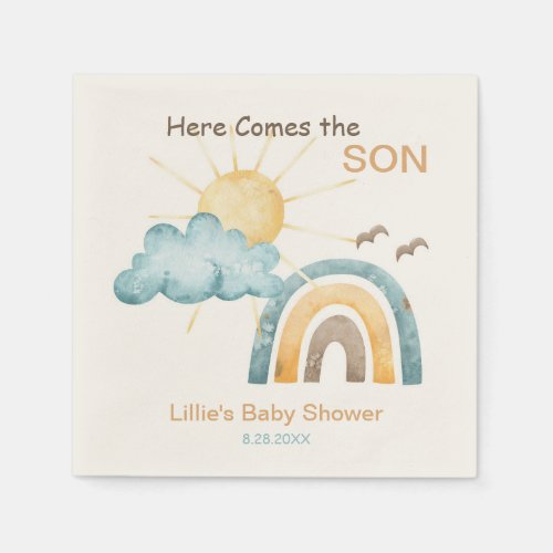 Here Comes The Son Baby Shower Paper Plates Napkins