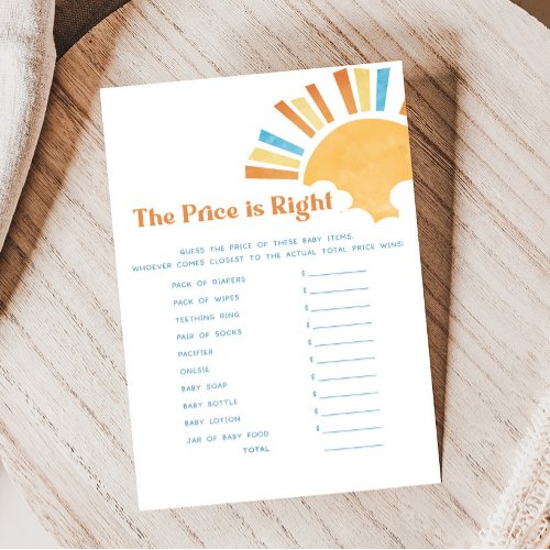 Here Comes the Son Baby Shower Price is Right Game