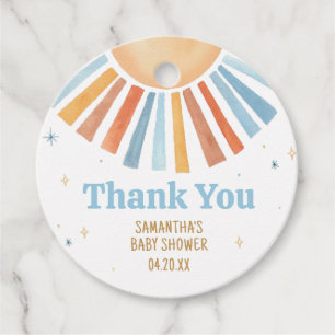 Here Comes the Son Baby Shower Round Favor Tags