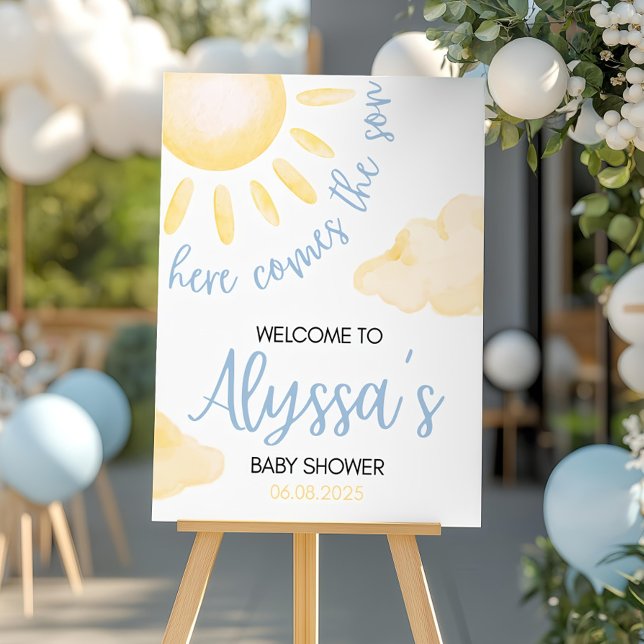 Here Comes the Son Baby Shower Sign, Cloud Baby  Foam Board (Creator Uploaded)