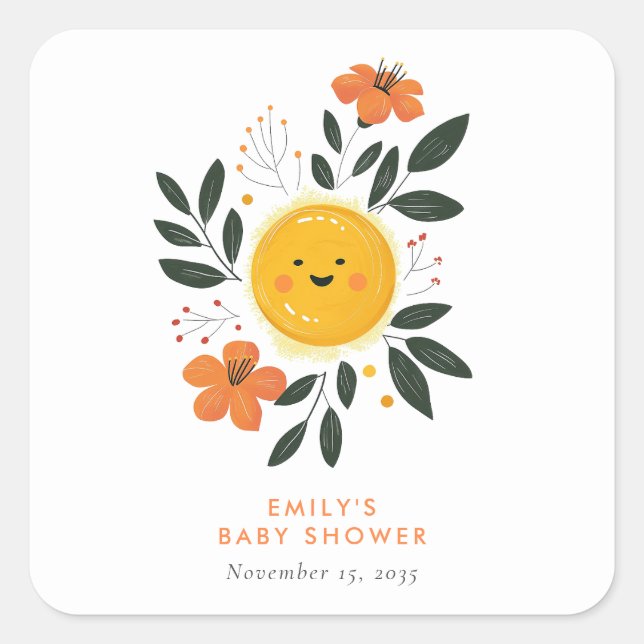 Here Comes the Son Baby Shower Square Sticker (Front)