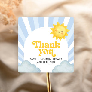 Here Comes the Son Baby Shower Square Sticker