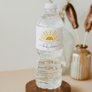Here comes the son baby shower sun water bottle label