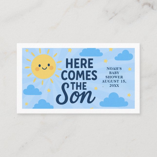 Here Comes the Son Baby Shower - Sunshine  Business Card (Front)