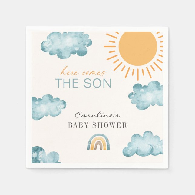 Here Comes The Son Baby Shower Sunshine Napkins (Front)