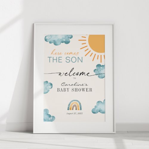 Here Comes The Son Baby Shower Sunshine Welcome  Poster