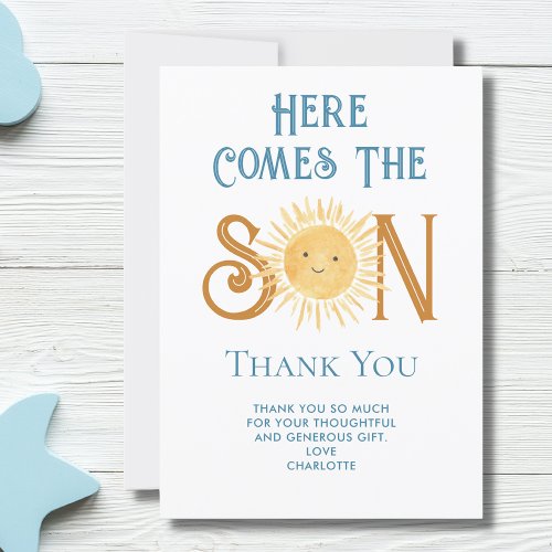 Here Comes The Son Baby Shower Thank You
