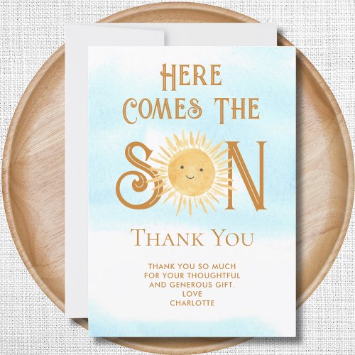 Here Comes The Son Baby Shower Thank You