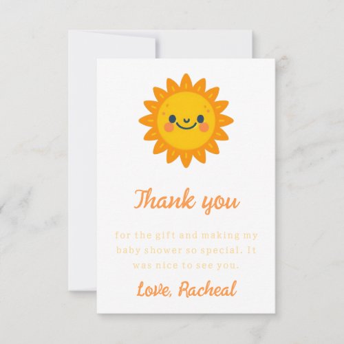 Here comes the son Baby Shower Thank You Card