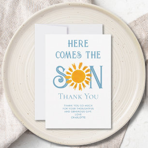 Here Comes The Son Baby Shower Thank You Card