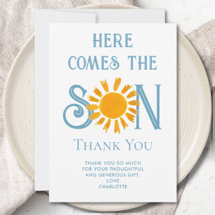Here Comes The Son Baby Shower Thank You Card