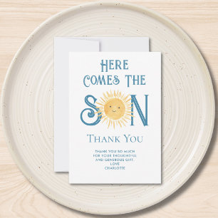 Here Comes The Son Baby Shower Thank You Card