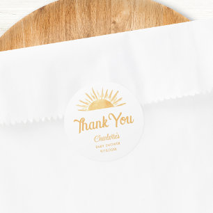 Here Comes The Son Baby Shower Thank You Classic Round Sticker