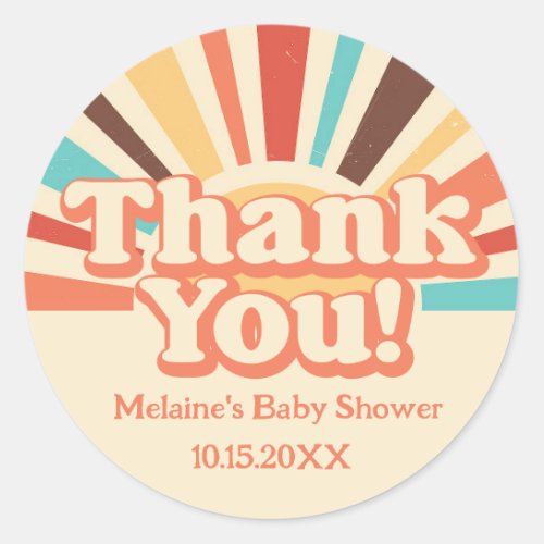 Here Comes The Son Baby Shower Thank You  Classic Round Sticker