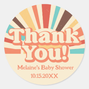 Here Comes The Son Baby Shower Thank You Classic Round Sticker