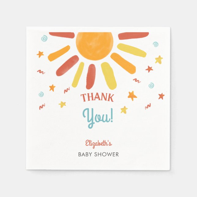 Here Comes The Son Baby Shower Thank you Custom Napkins (Front)