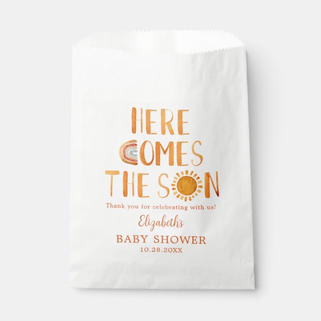 Here Comes The Son Baby Shower Thank You Favor Bag (Front)