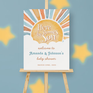 Here Comes the Son Baby Shower Welcome Boy Foam Board