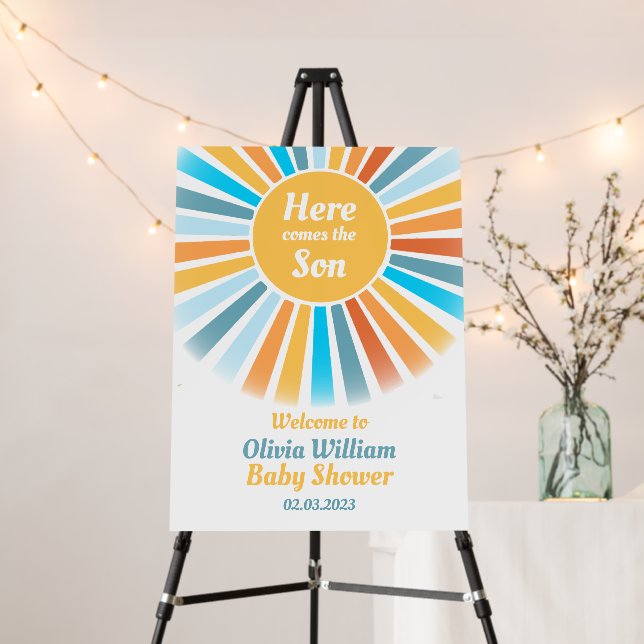 Here Comes the Son Baby Shower Welcome Foam Board (In Situ (Stand))