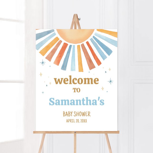 Here Comes the Son Baby Shower Welcome Poster (Boho Sunshine Baby Shower Welcome Sign)