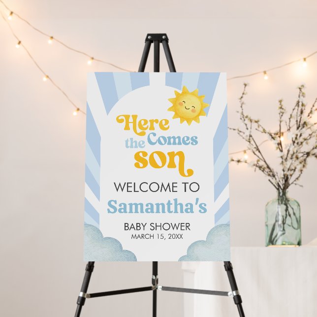 Here Comes the Son Baby Shower Welcome Sign (In Situ (Stand))