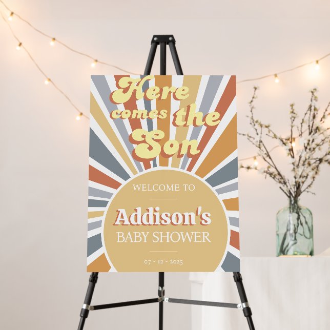 Here Comes The Son Baby Shower welcome sign (In Situ (Stand))