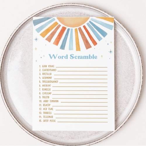 Here Comes the Son Baby Shower Word Scramble Game