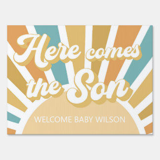 Here Comes The Son Baby Shower Yard Sign