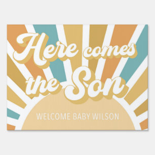 Here Comes The Son Baby Shower Yard Sign