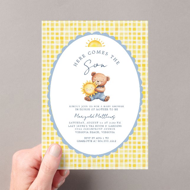 Here Comes the Son Bear Baby Shower Invitation  (Insitu (Handheld))