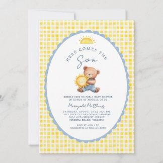 Here Comes the Son Bear Baby Shower Invitation